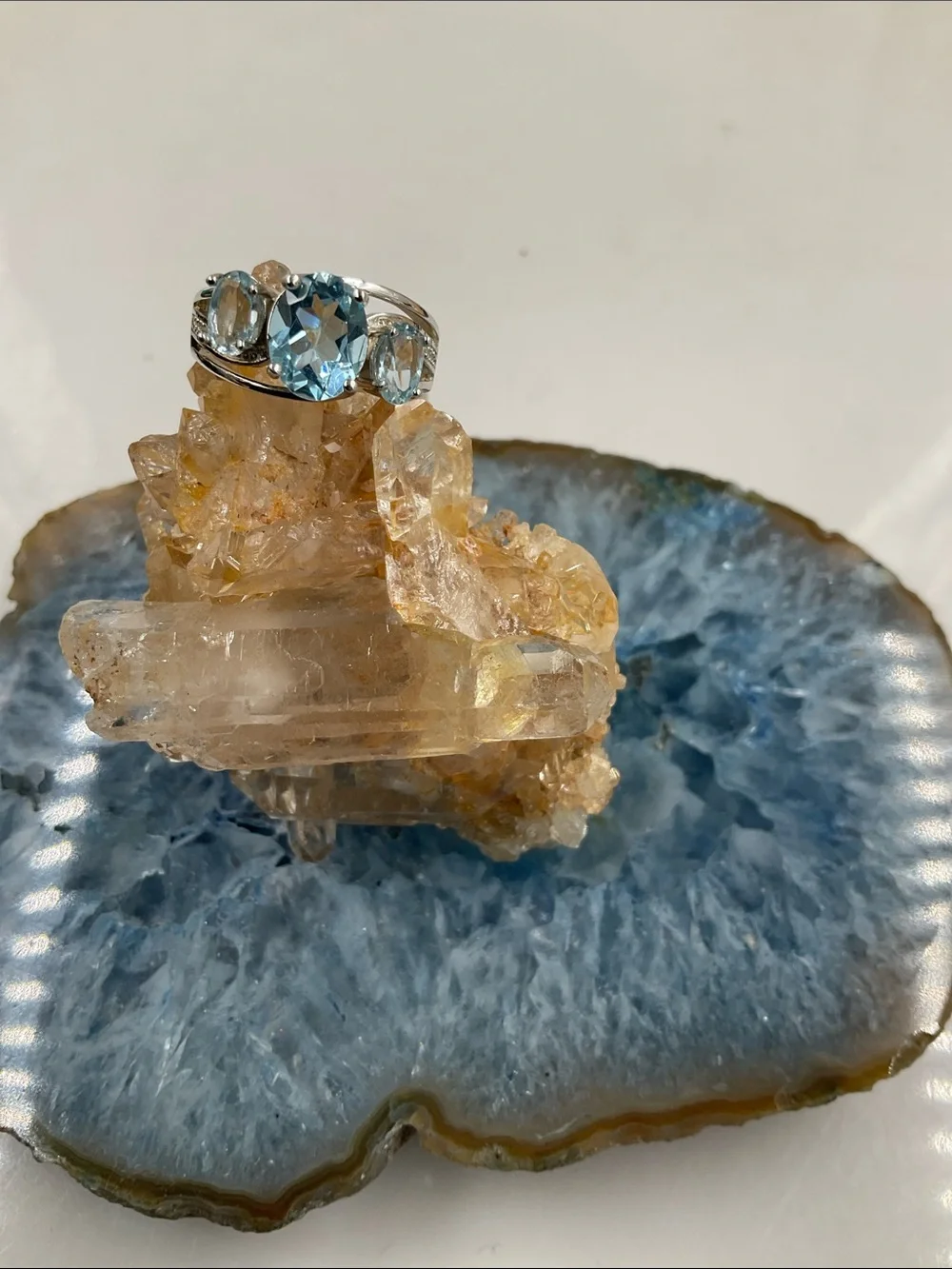 Ross¥Simons Three-Stone Sky Blue Topaz Sterling Ring - Size 7